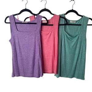 WHOLESALE LOT OF 16‎ Zenana SML Ribbed Square Neck Tank Sleevless